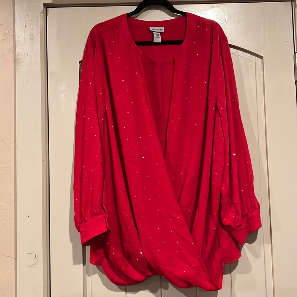 Catherines 3x red blouse top excellent used condition.